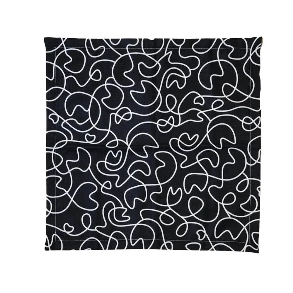 Elizabeth Sutton Collection: Black & White Squiggly Faux Linen Napkin Set