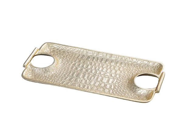 Gold Crocodile Hammered Serving Tray