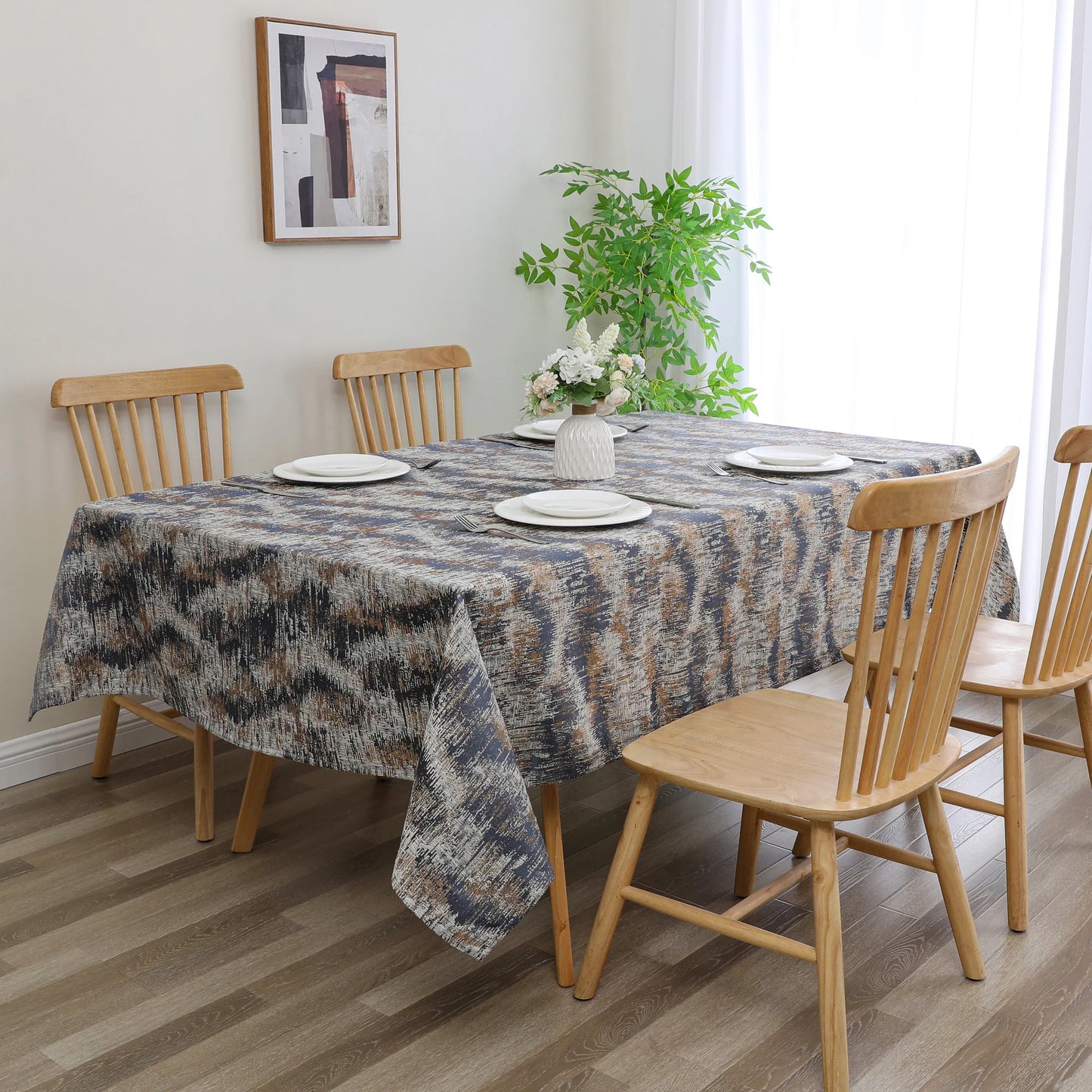 Jacquard Bermuda Slate Tablecloth #1385
