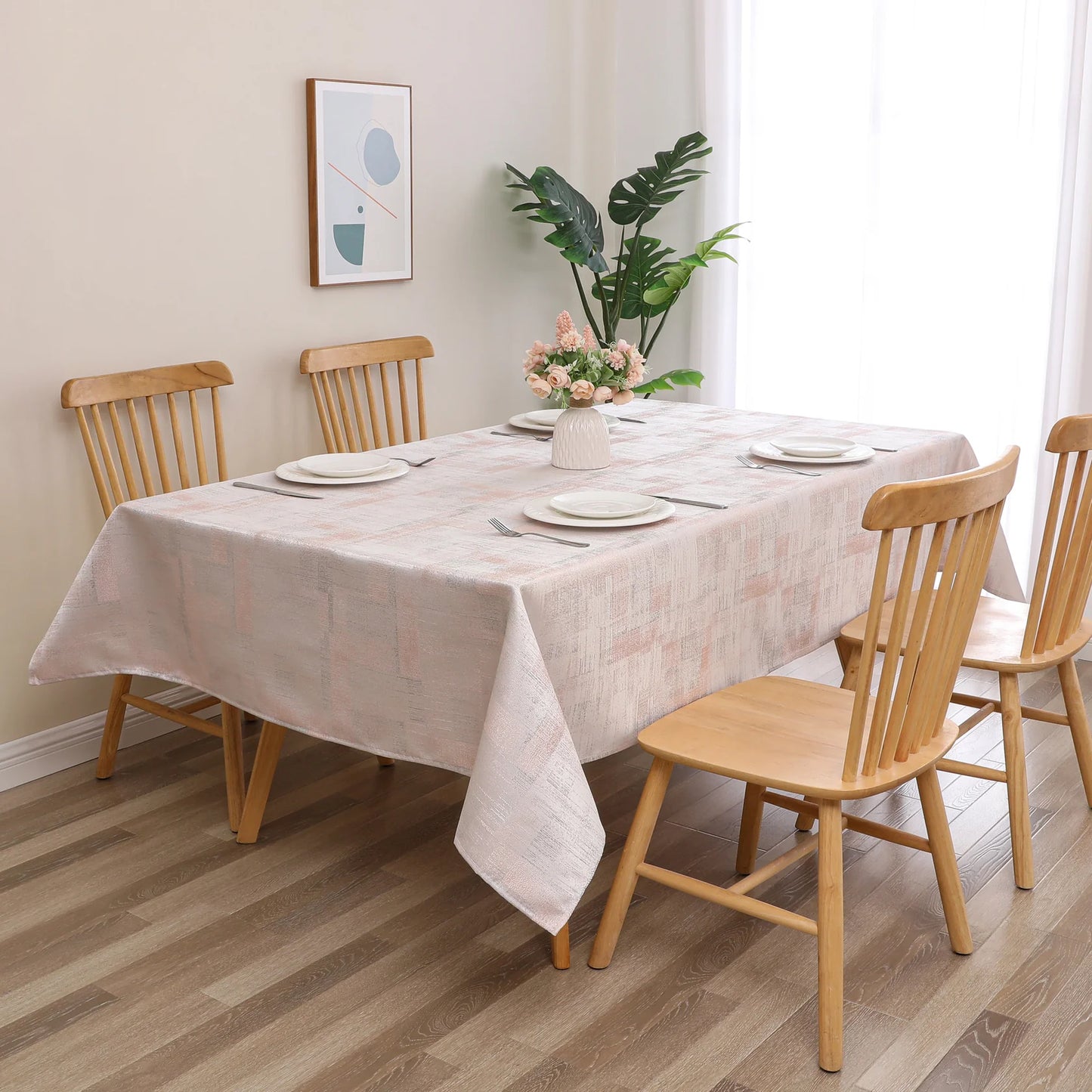 Jacquard Mirage Blush Tablecloth #1399
