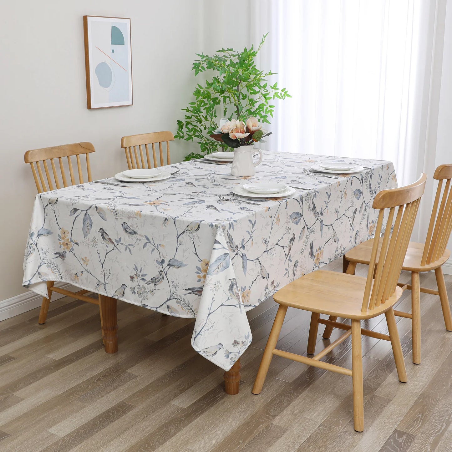 Velvet Blue Branch Songbirds Tablecloth #1419