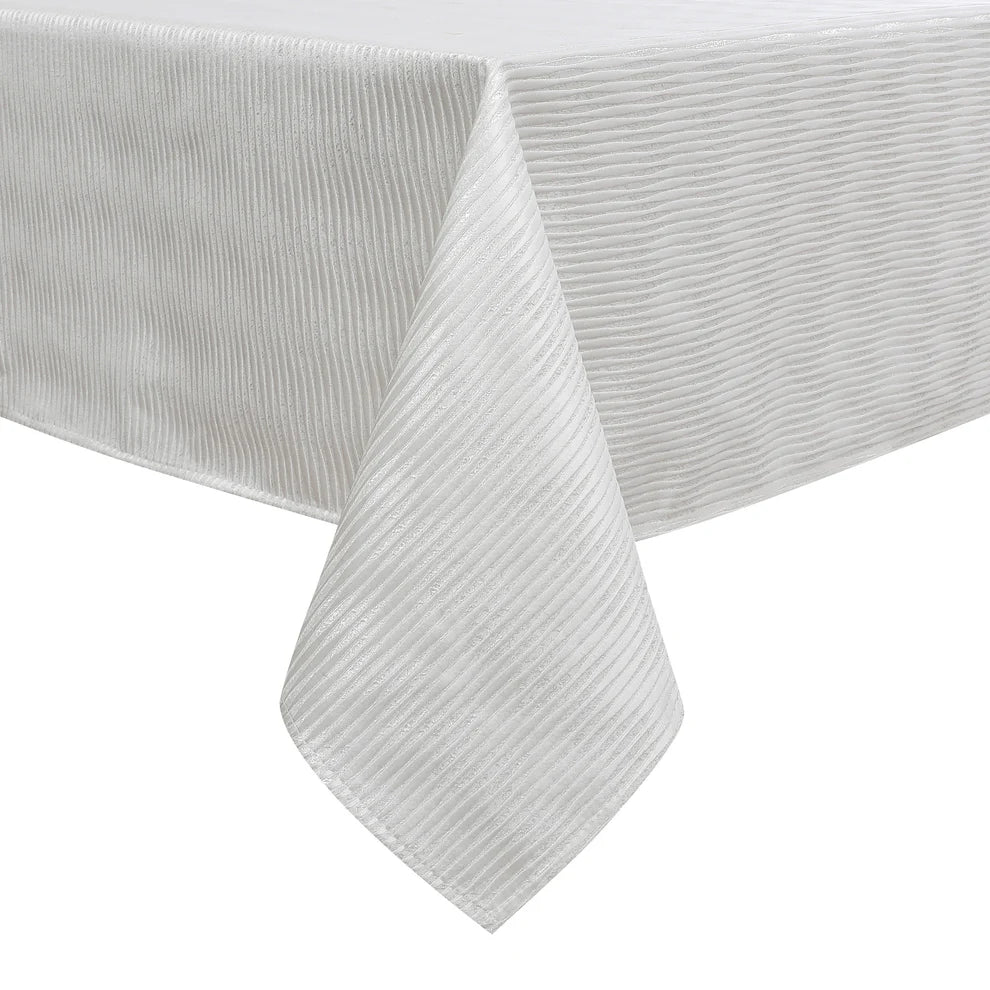 Jacquard White Oceania Waves Tablecloth #1608