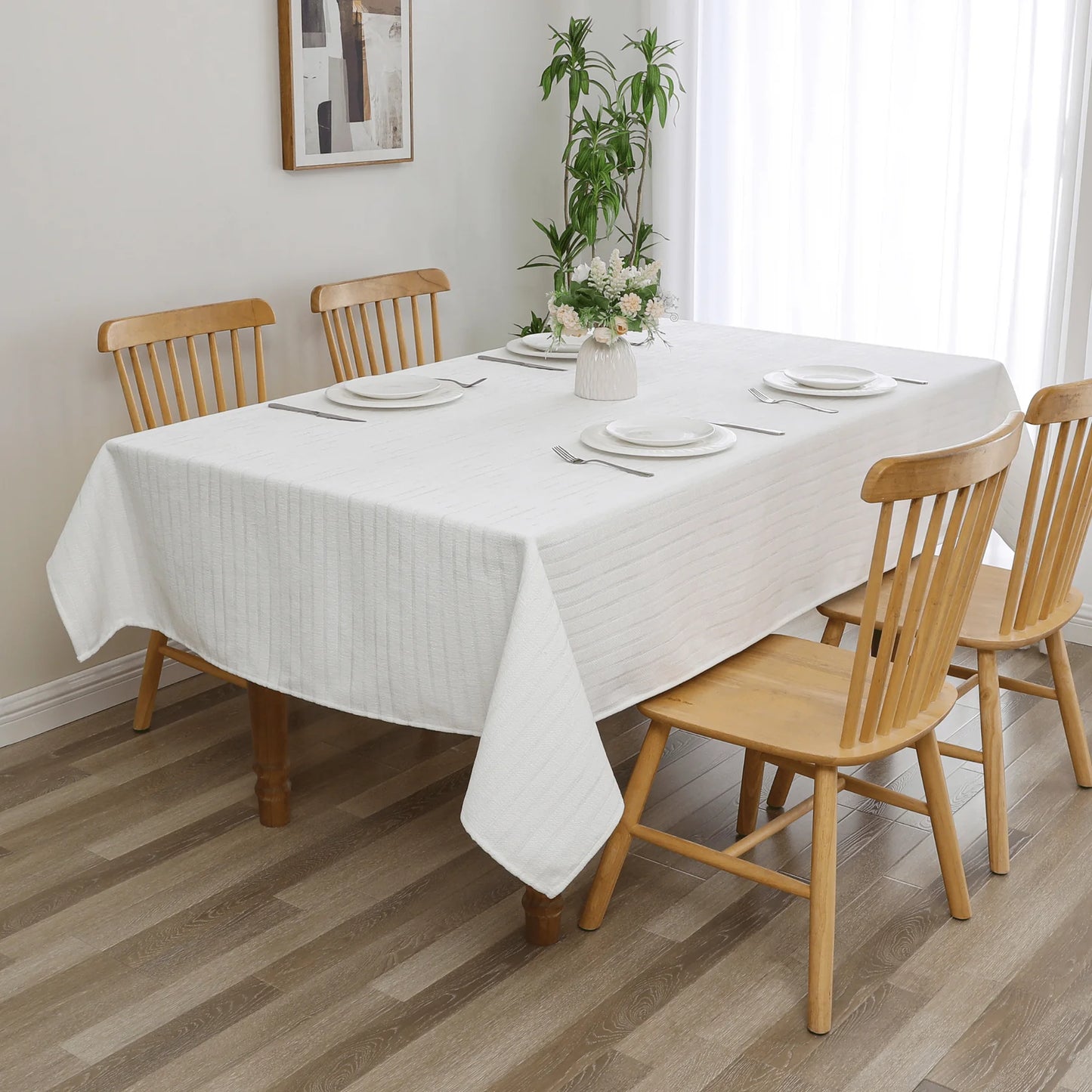 Jacquard Chenille Caterpillar White Tablecloth #1623