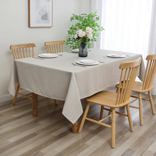 Poly Linen-Look Taupe Harvest Weave Tablecloth #1805