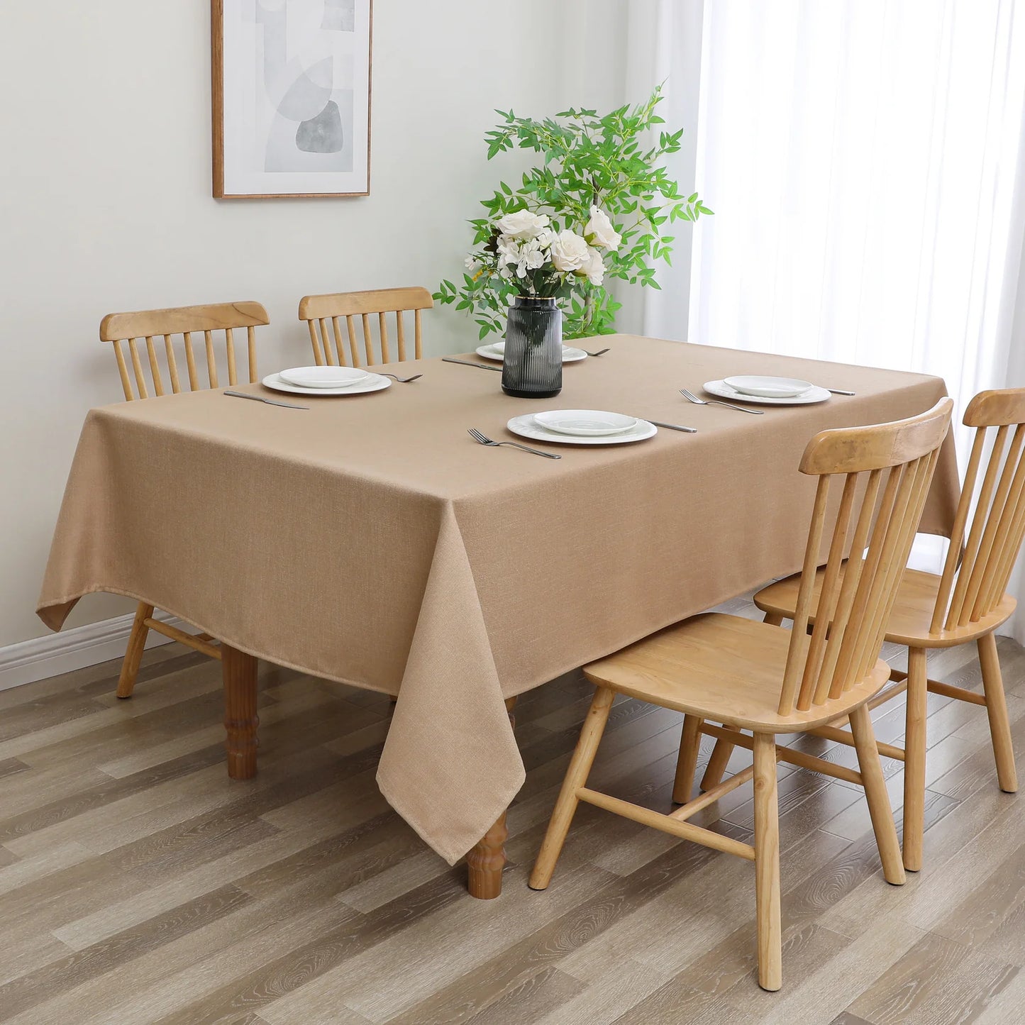 Poly Linen-Look Gold Harvest Weave Tablecloth #1806