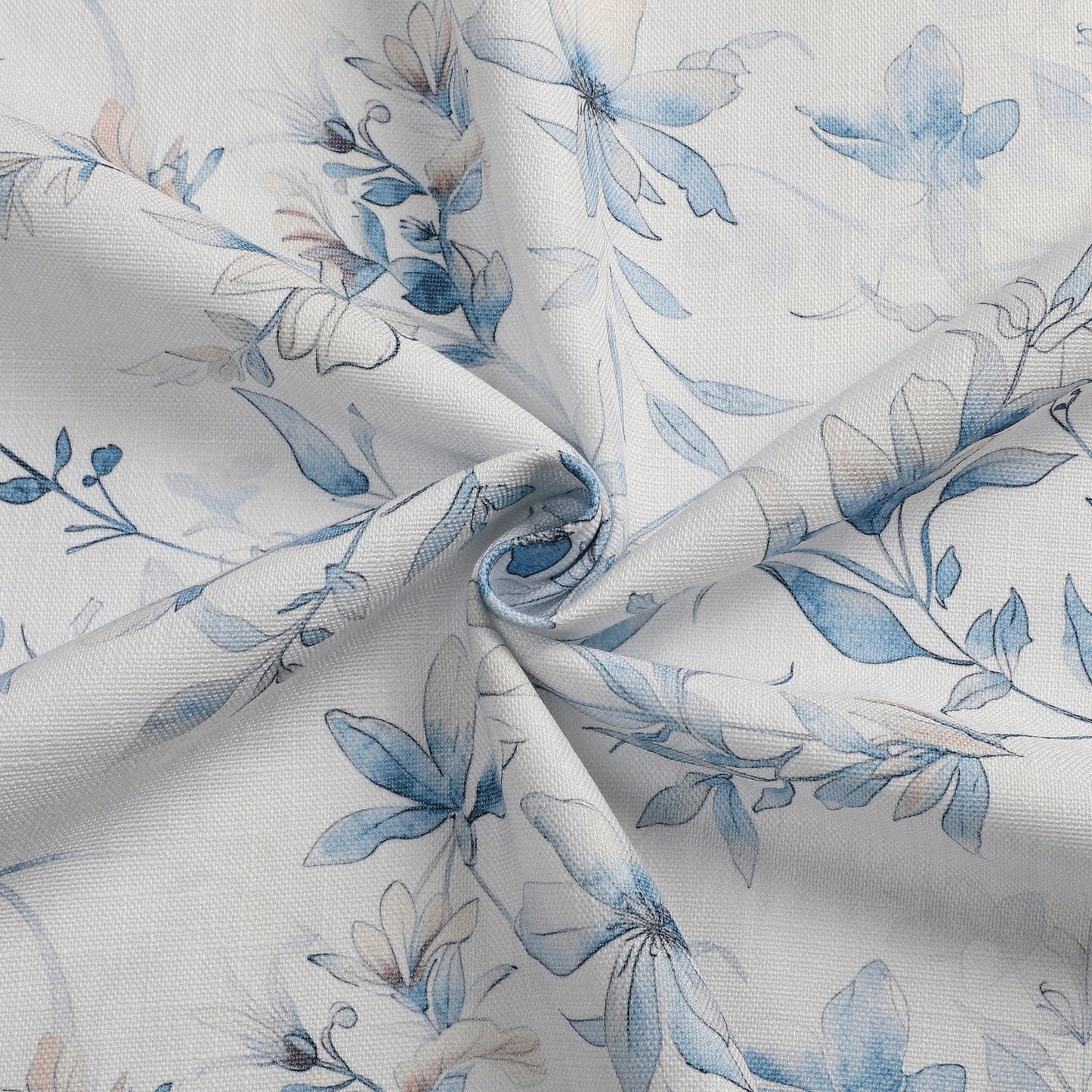 Linen Look Harvest Weave Soft Blue Flowers Tablecloth #1810