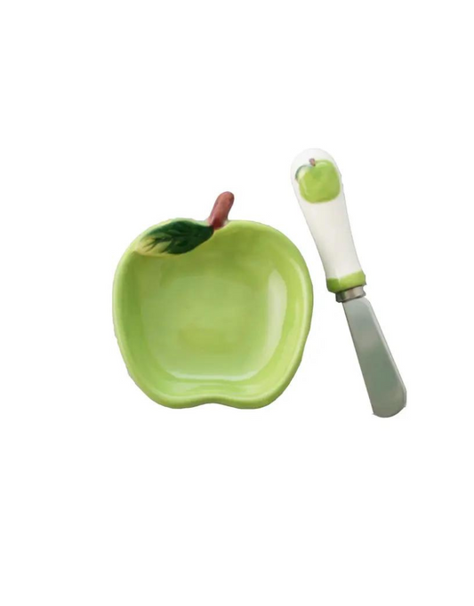 Green Apple Bowl & Spreader Set