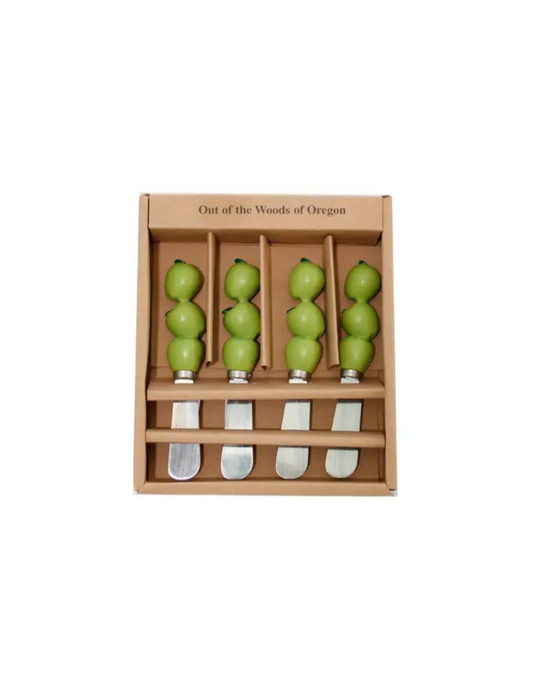 Set of 4 Apple Spreader Knives