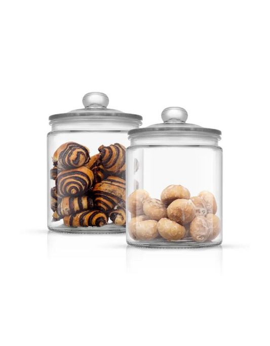 JoyFul Round Glass Cookie Jars Set of 2