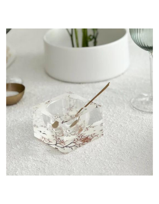 Lucite Toile Design Square Honey Dish