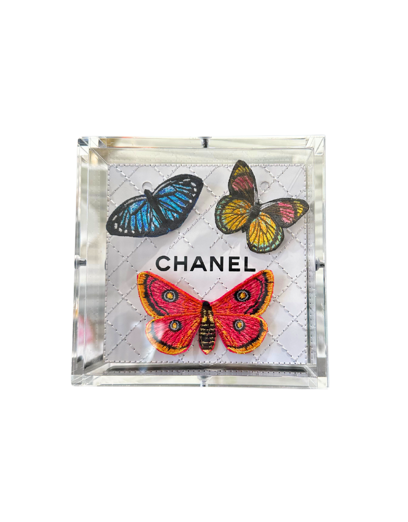 Petite Chanel Butterfly Swarm 5"x5" Acrylic Box