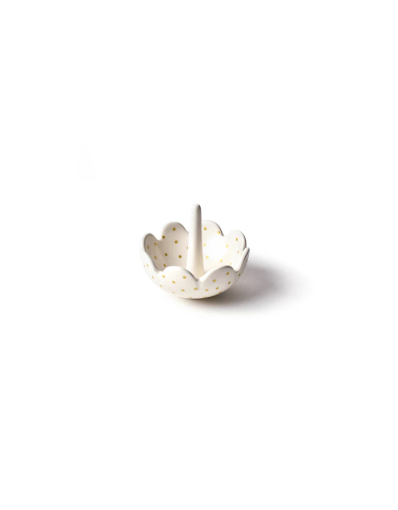 Gold Swiss Dot Scallop Ring Dish