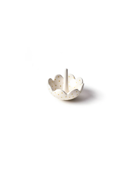 Gold Swiss Dot Scallop Ring Dish
