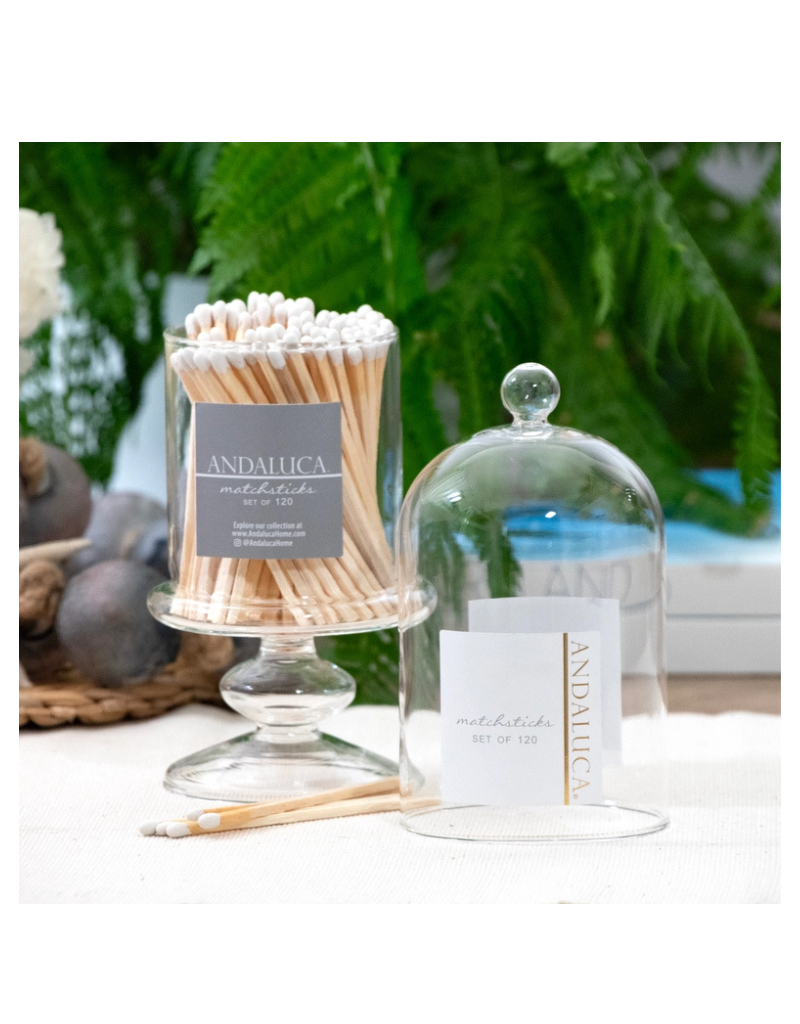 Tall Glass Jar with Lid & Wooden White Matches