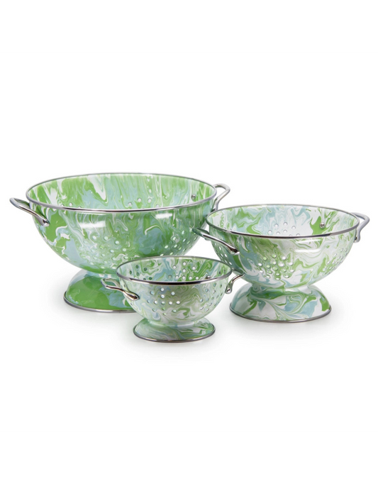 Set of 3 Enamelware Modern Monet Colanders