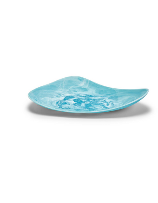 Aqua Marbleized Organic Shaped Platter