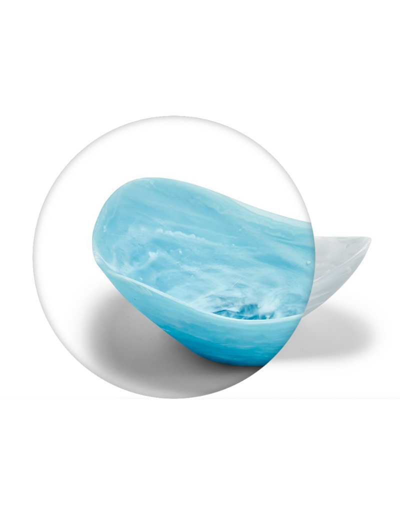 Aqua Marbleized Organic Shaped Bowl