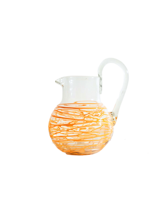 Handblown Orange Glass Pitcher