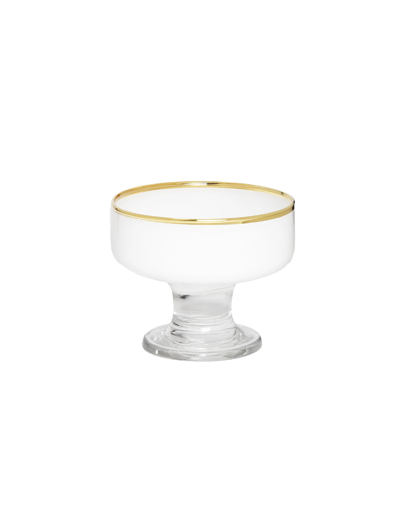 White & Gold Glass Dessert Cup