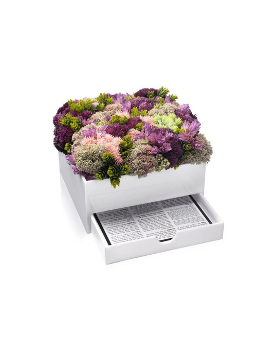 Lucite Bencher Holder & Faux Flowers Vase