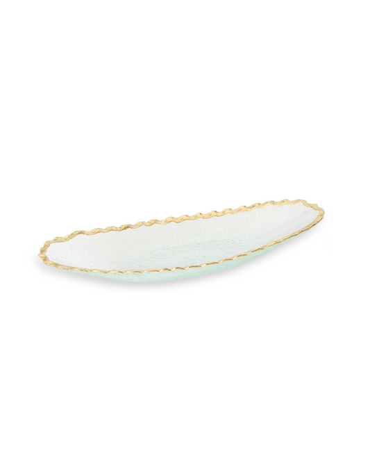 Glass Oval Tray with Ripple Edge
