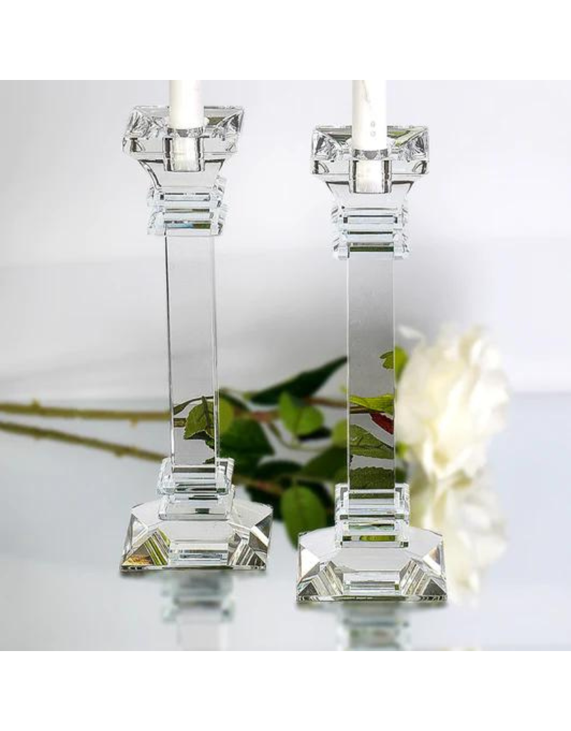 Set of Crystal Tapered Candlesticks