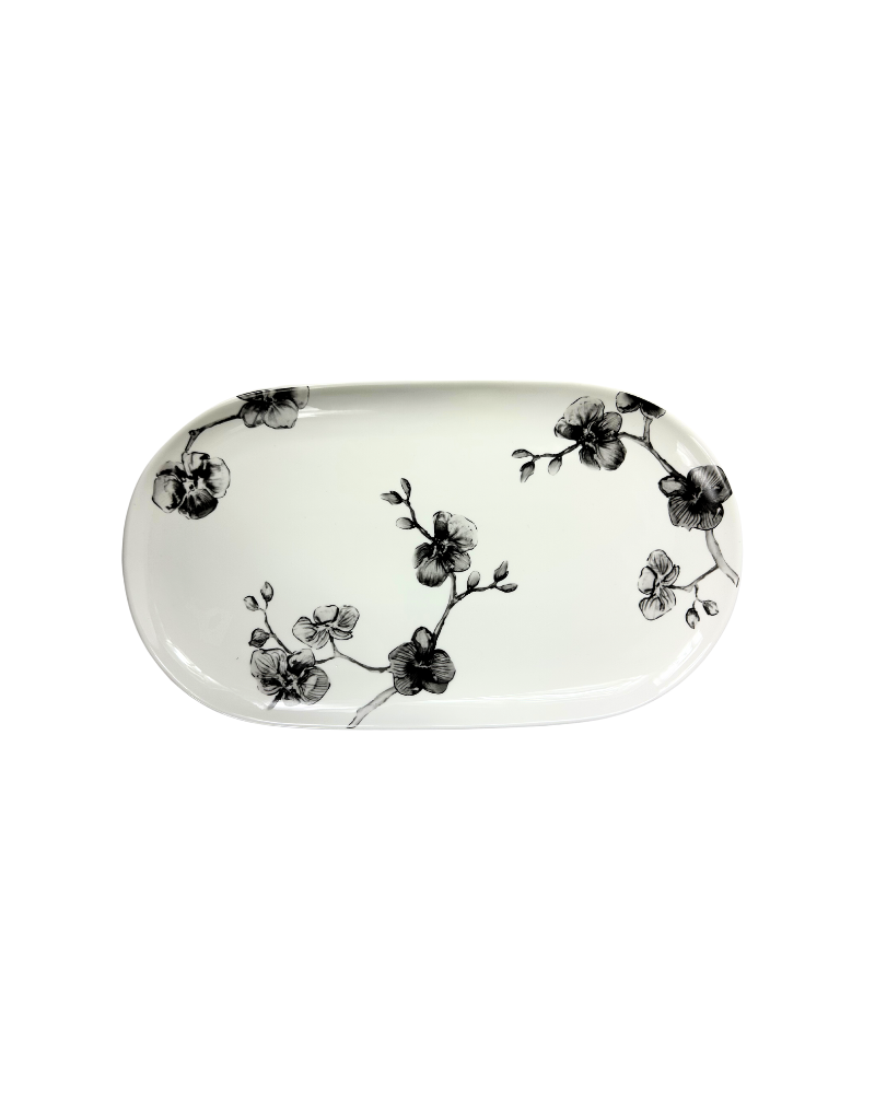 Black Rose Oval Large Serving Plate