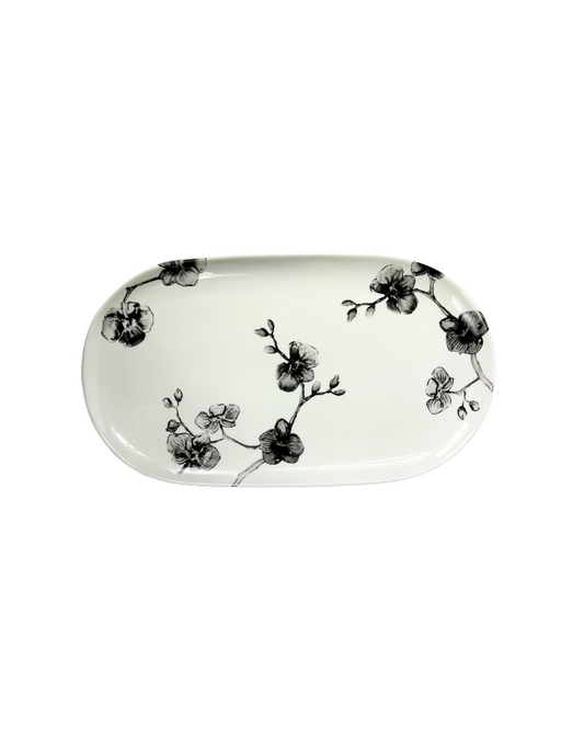 Black Rose Oval Large Serving Plate