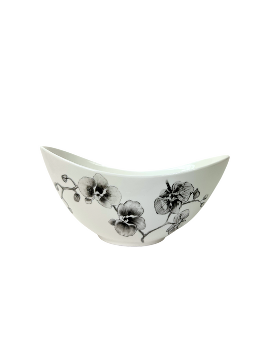 Black Rose Oval Serving Bowl