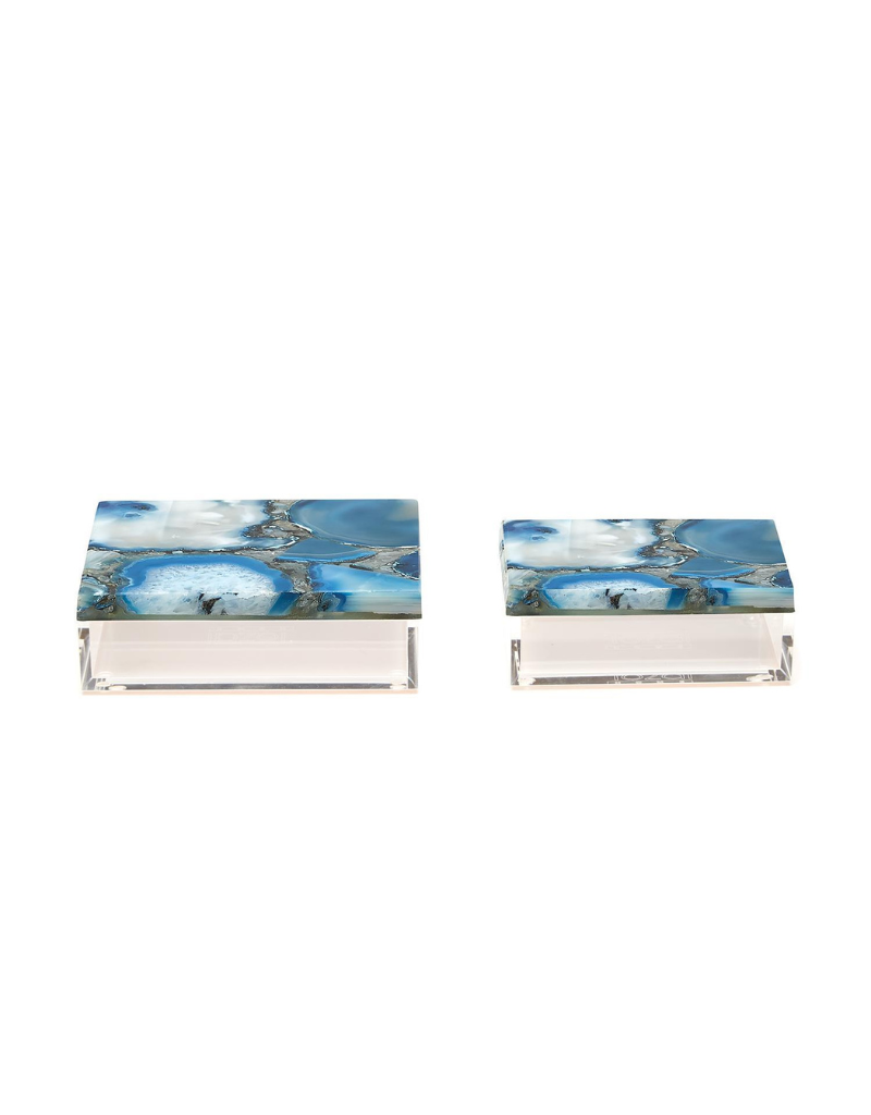 Set of Blue Agate Mini Storage Boxes