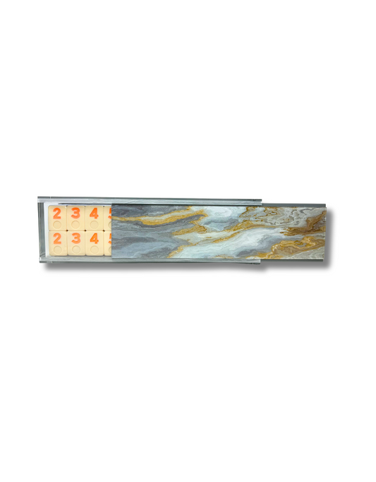 Acrylic Grey & Gold Marble Rummikub Set