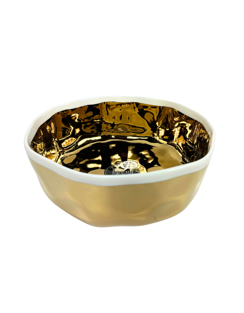 Large Gold & White Serving Bowl