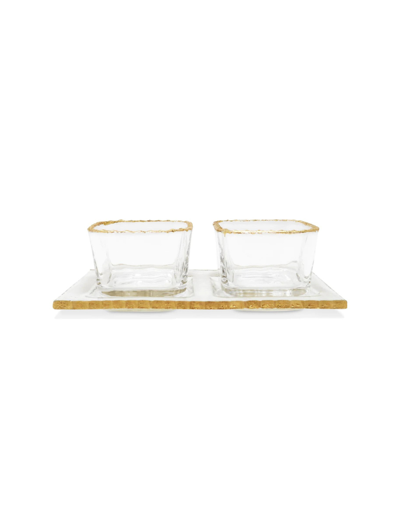 Two Bowl Relish Dish On Tray