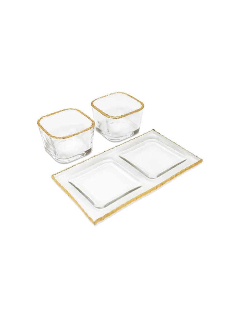 Two Bowl Relish Dish On Tray