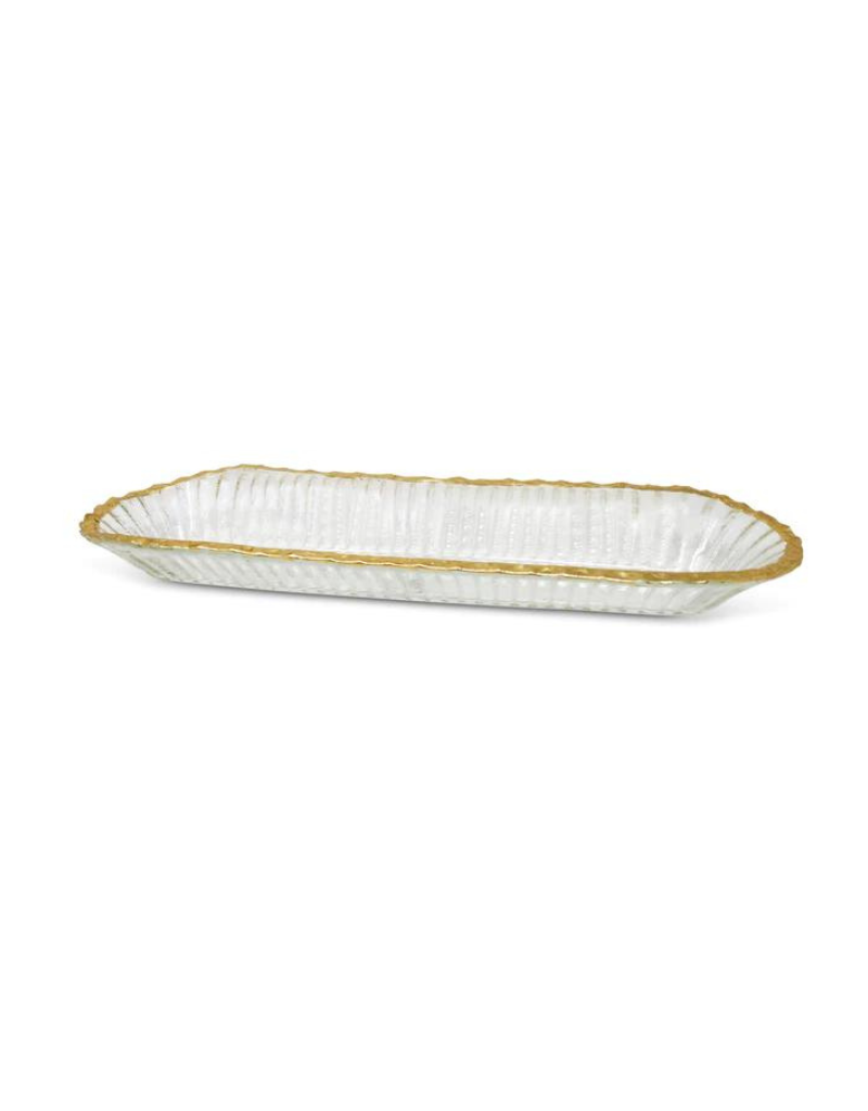 Glass Oval Tray With Gold Trim