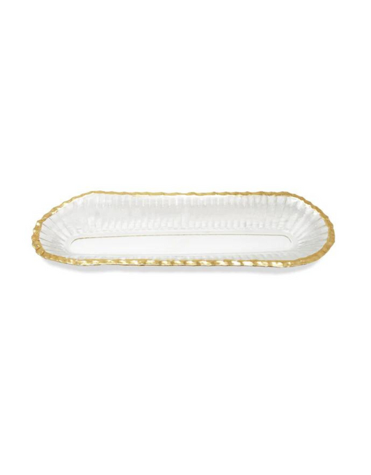 Glass Oval Tray With Gold Trim