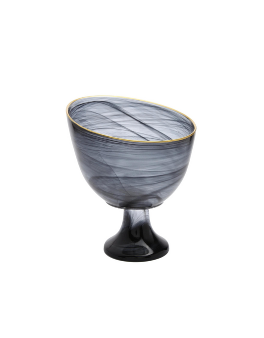 Black Alabaster Pedestal Bowl