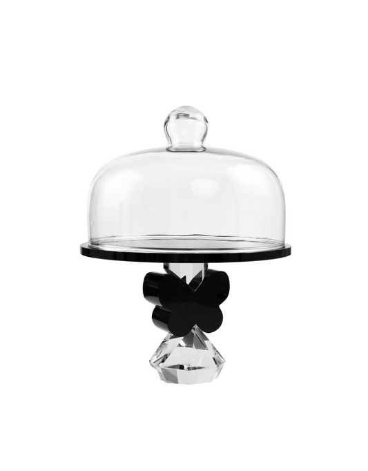 Crystal Butterfly Cake Plate - Black/Clear