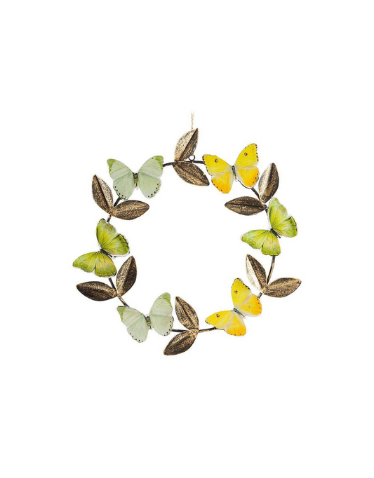 Metal Butterfly & Leaf Wreath