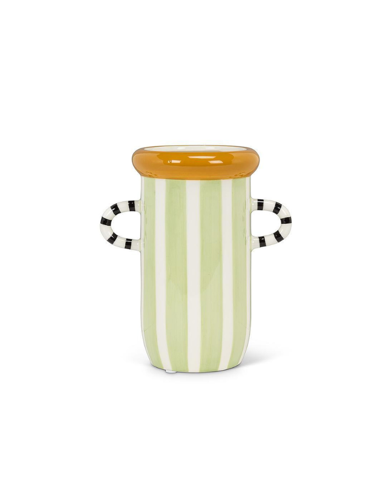 Green Striped Vase/Utensil Holder