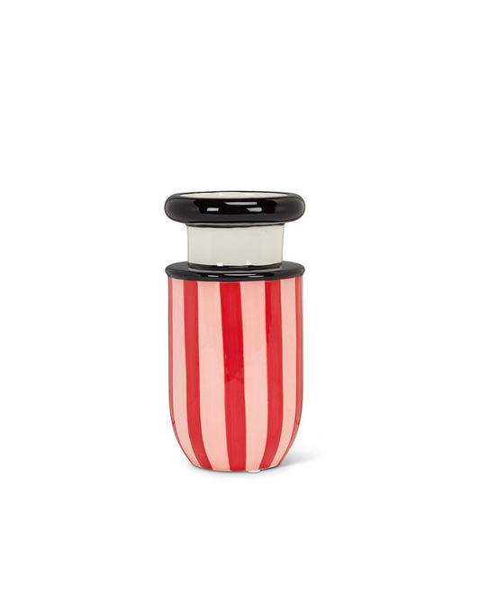 Small Red & Pink Striped Vase