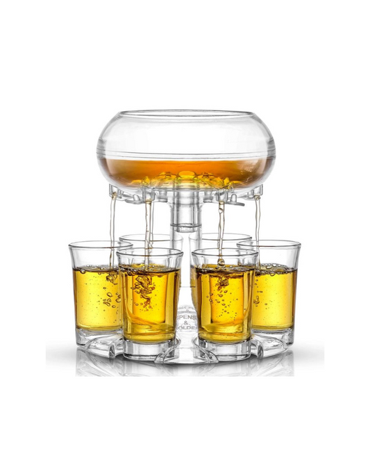 Shot Dispenser with 6 Glass Shot Glasses