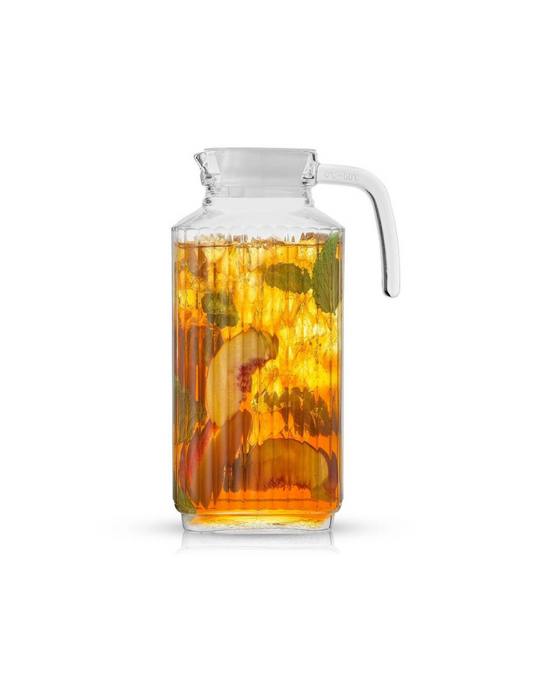 Beverage Glass Pitcher with Handle & 2 Lids