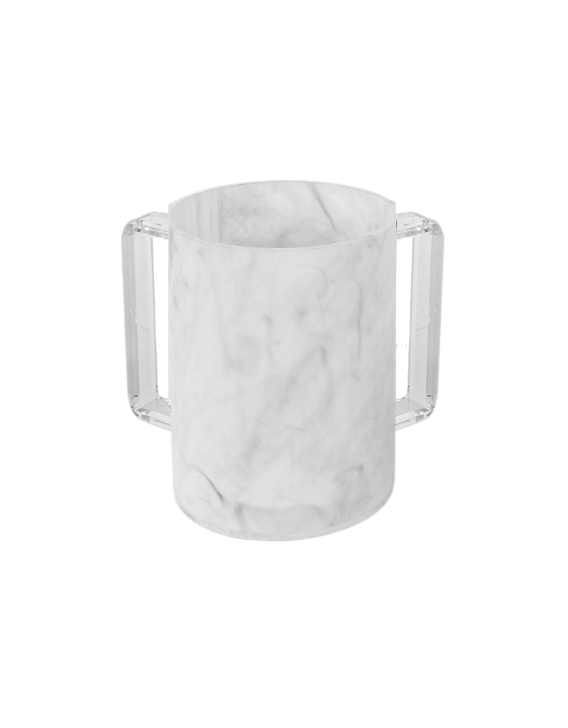 Marble Acrylic Washing Cup with Clear Handles