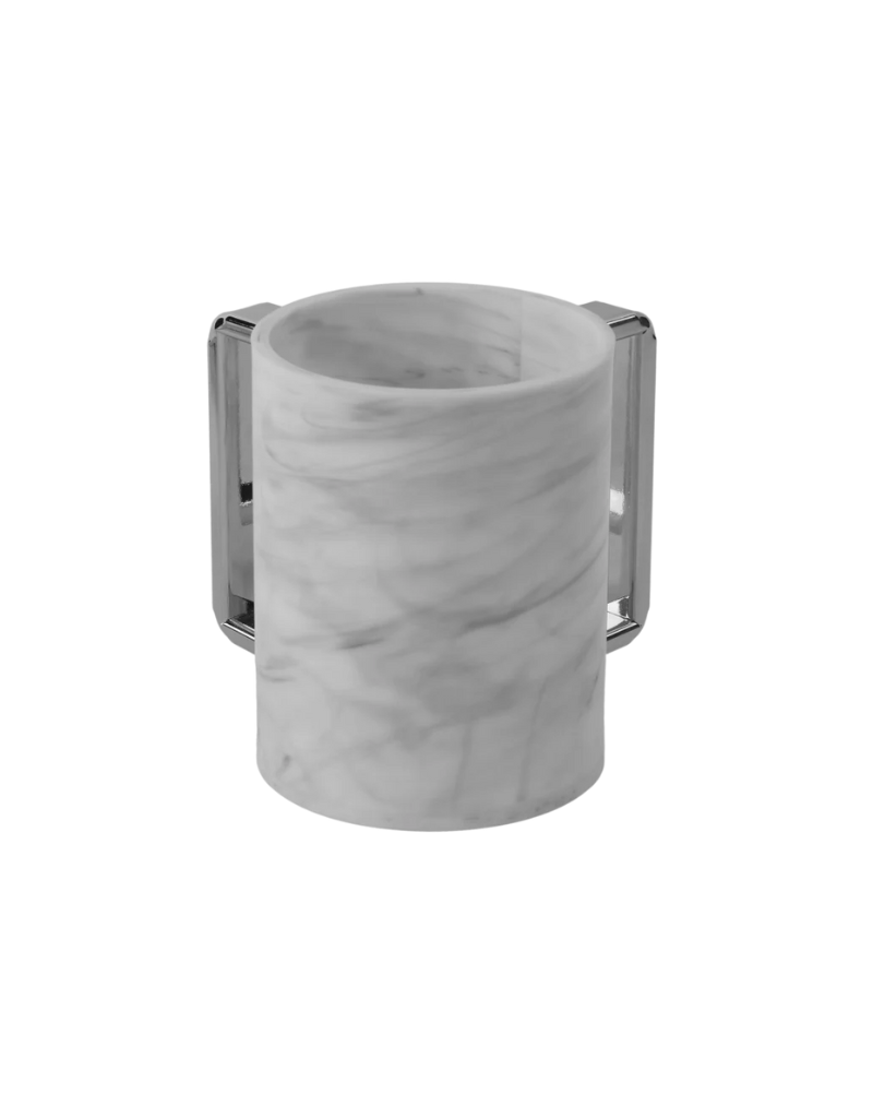Marble Acrylic Washing Cup with Silver Handles