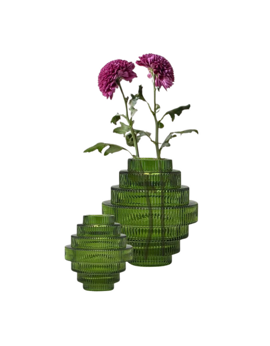 Contemporary Layered Green Glass Vase