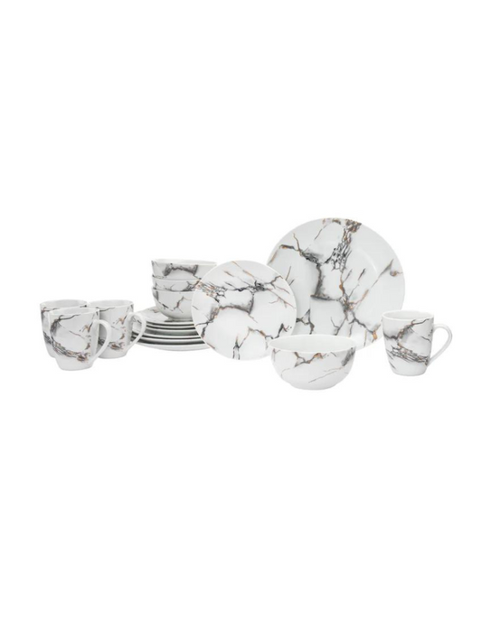Gold Marble 16 Piece Dinnerware Set