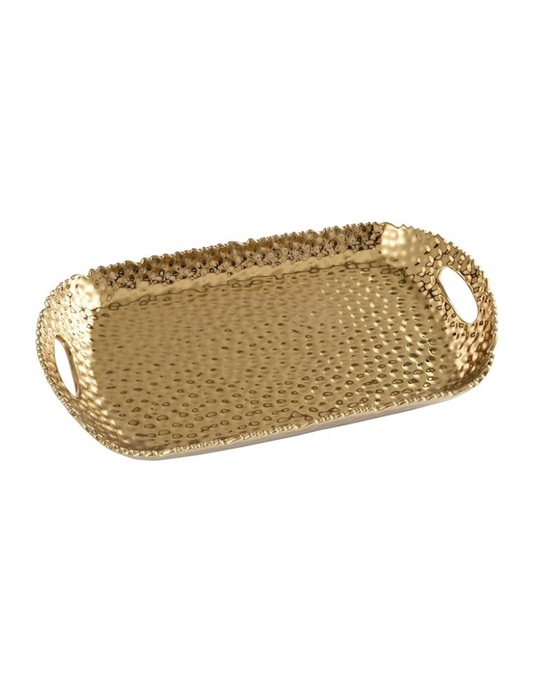 Gold Rectangular Tray With Handles