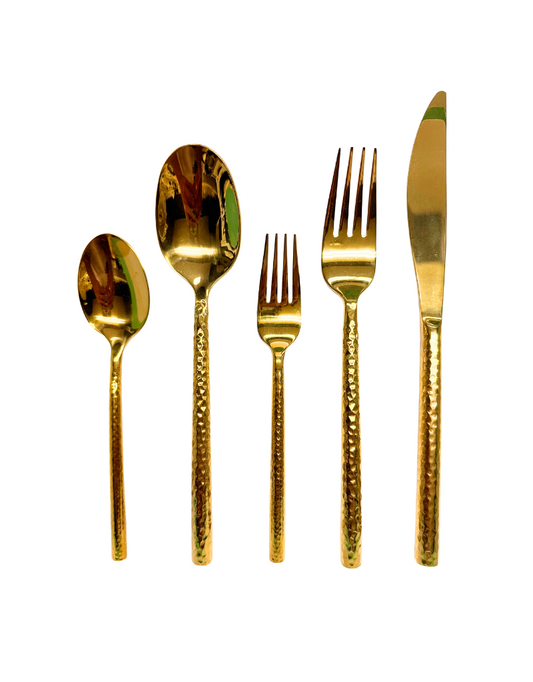 Pebbled Gold 20 Piece Flatware Set