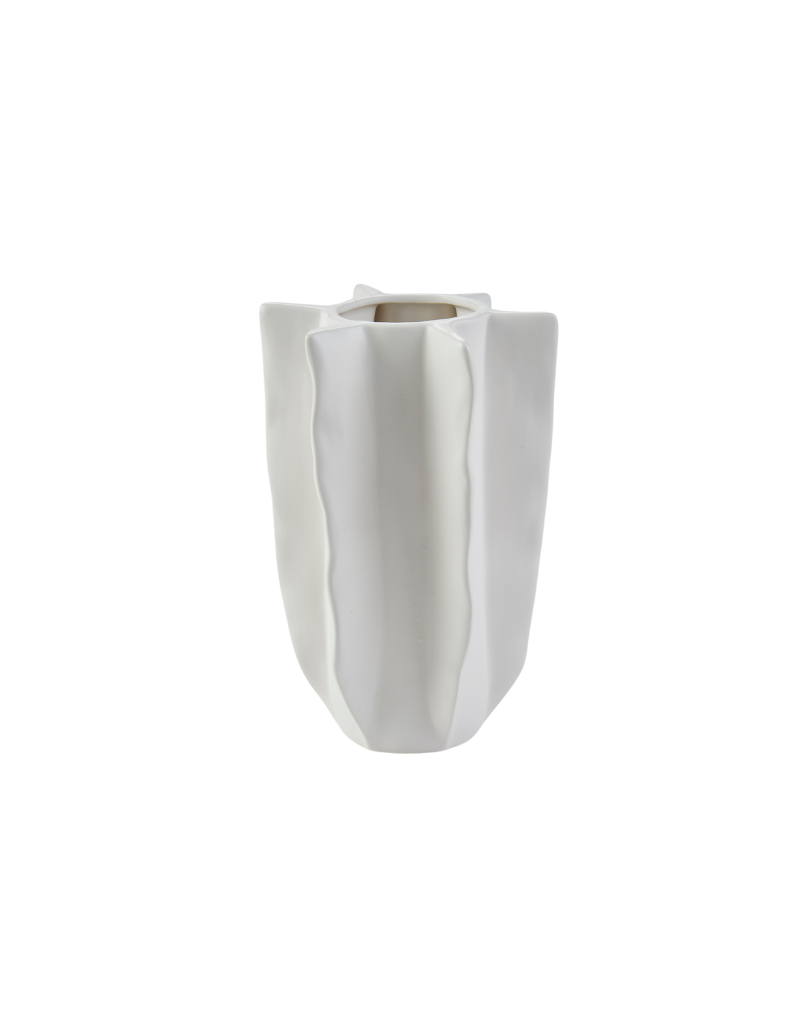 Wedges White Ceramic Vase
